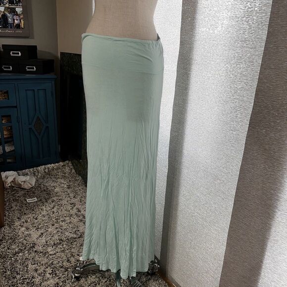 Enough About Me Maxi Skirt Mint Green Stretch Boho Size Large - Picture 3 of 11
